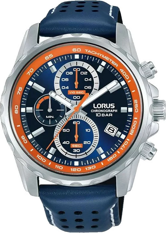 Lorus Blue Leather Band Men's Sport Quartz Watch