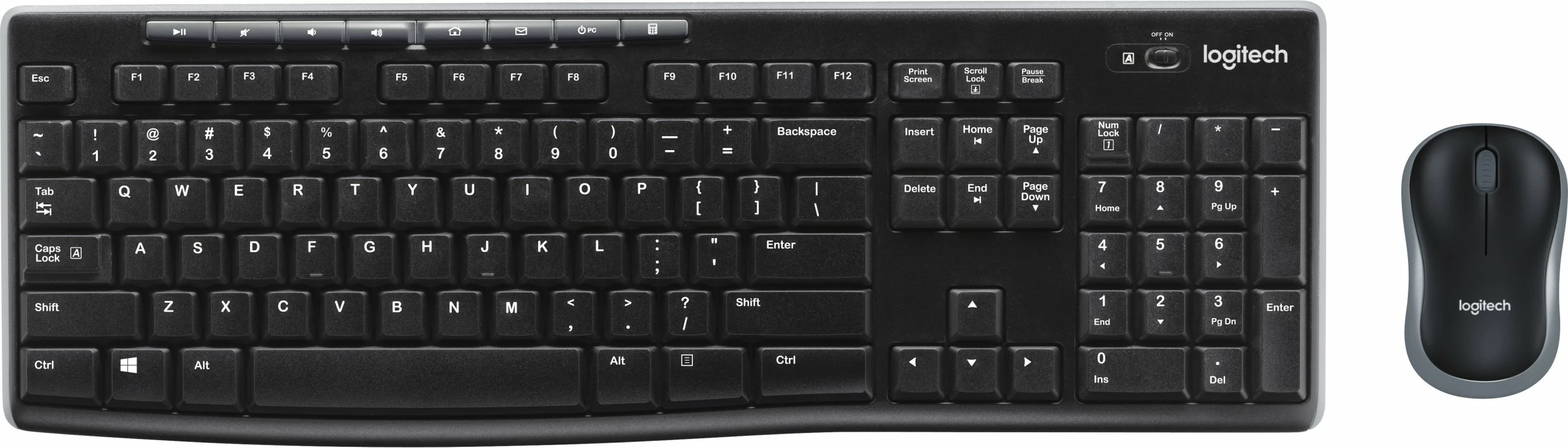 Set maus e tastierë Logitech Wireless Combo MK270, RF Wireless, full-size, numpad, e zezë