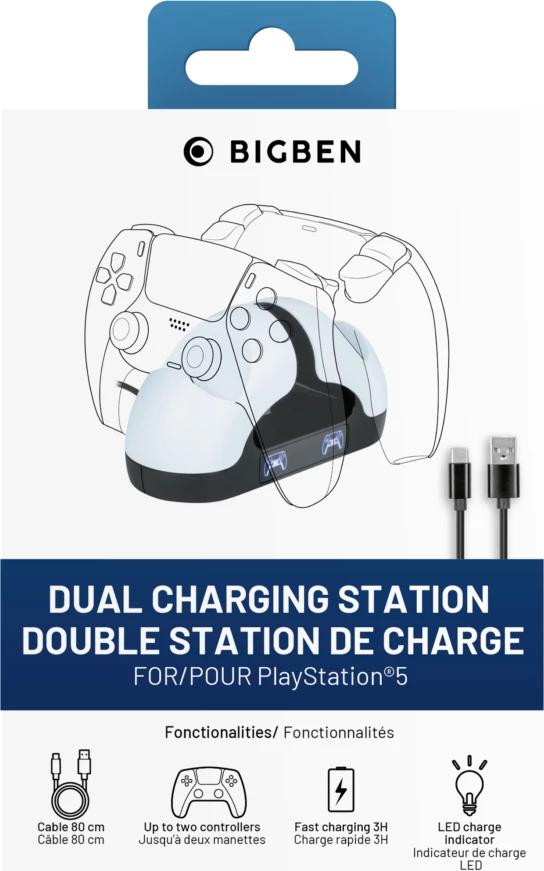 Stacion karikimi Bigben Dual Charger për DualSense, për 2 kontrollorë
