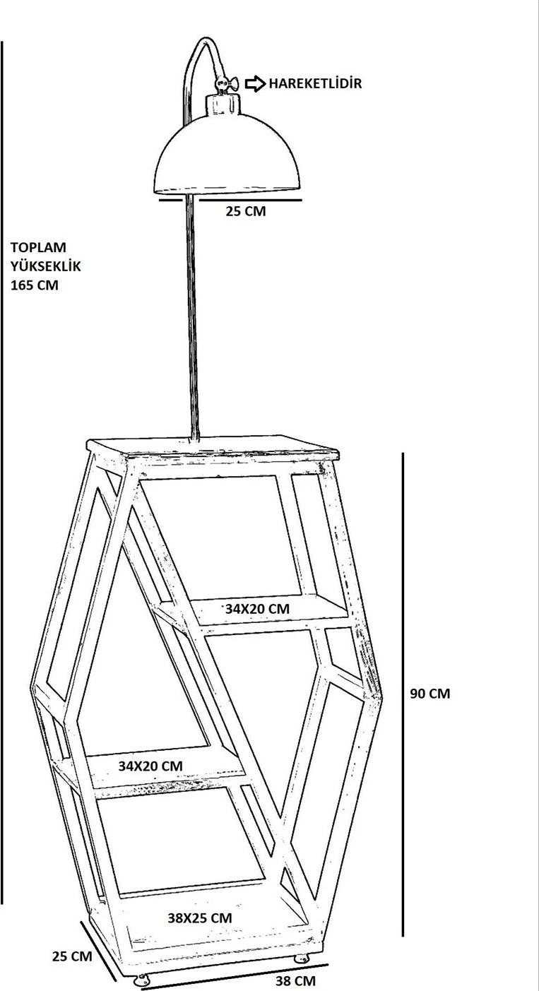Llambë dyshemeje Opviq, ngjyrë arre, retro me 3 koka