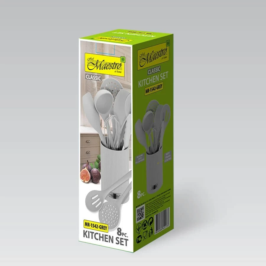 Set veglash kuzhine Maestro MR-1542-GREY, 8 copë, silikon, gri