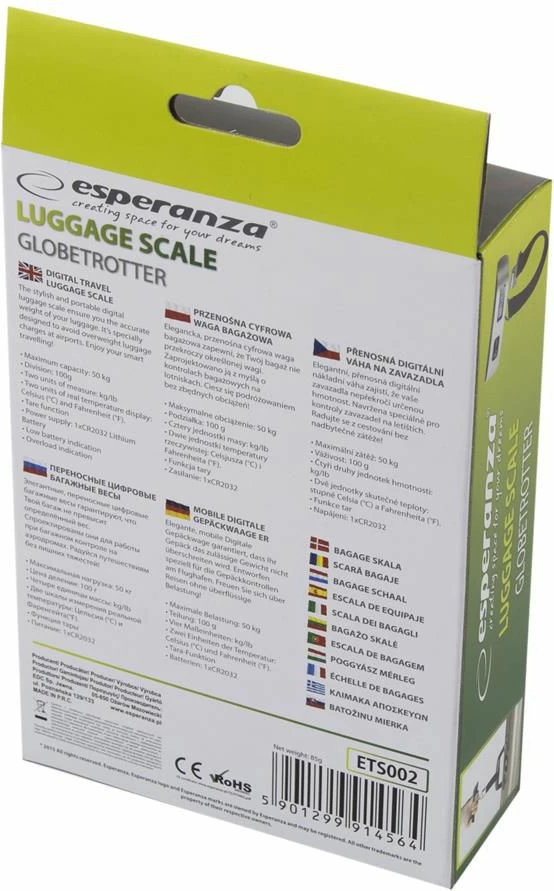 Peshore bagazhi Esperanza ETS002 Globetrotter 50 kg, argjend
