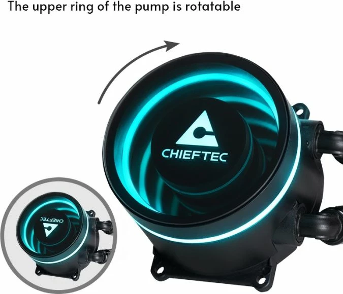 Ftohës AIO për CPU CHIEFTEC Iceberg CLC-360-RGB, radiator 360mm, A-RGB/PWM, 3x120mm fan, për Intel/AMD, e zezë