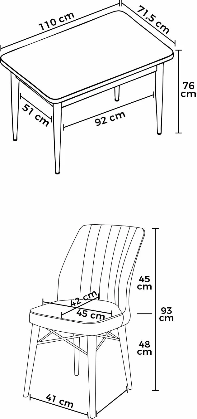 Tavolinë me karrige, 5 copë, Skye Decor, Barok, gri