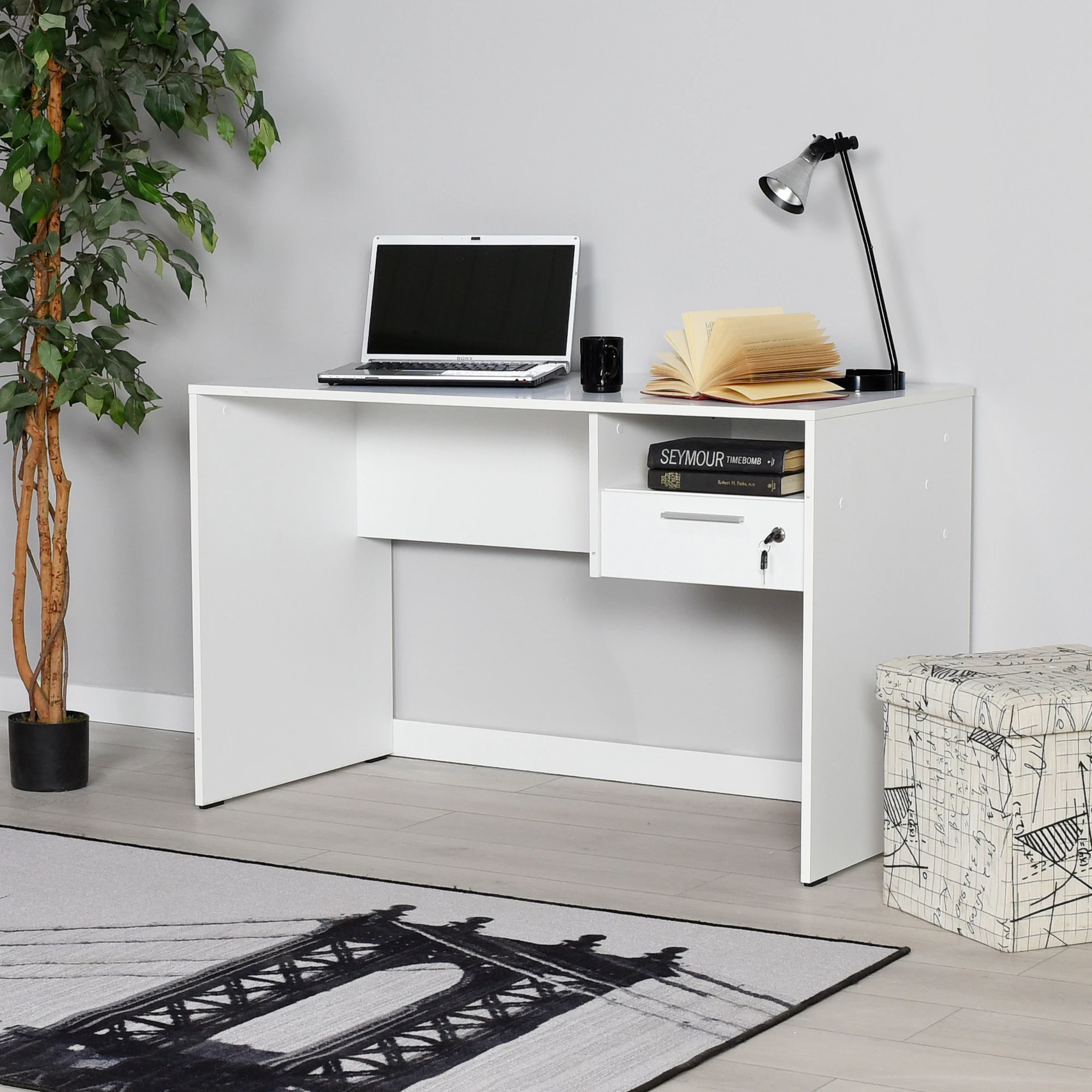 Tavolinë studimi Hanah Home, e bardhë, Cms-510-Dd-1