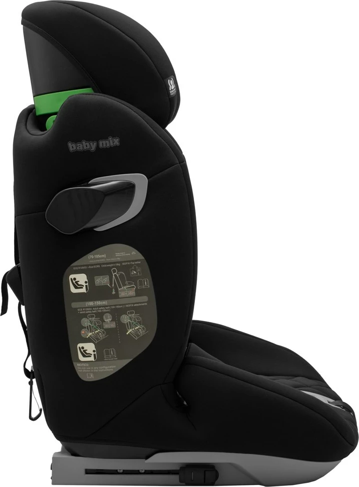 Ulëse makine për fëmijë, BABY MIX, Hero Pro Ultra i-Size, 76–150 cm, ISOFIX, e zezë