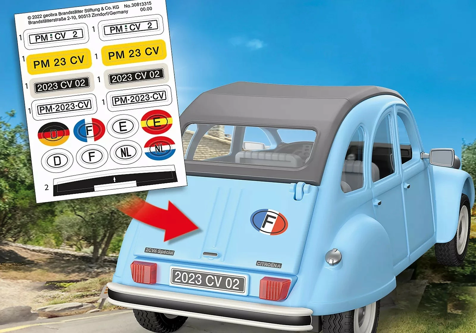 Set lodrash Playmobil Citroën 2CV, 57 pjesë, me figura dhe aksesorë, kaltër