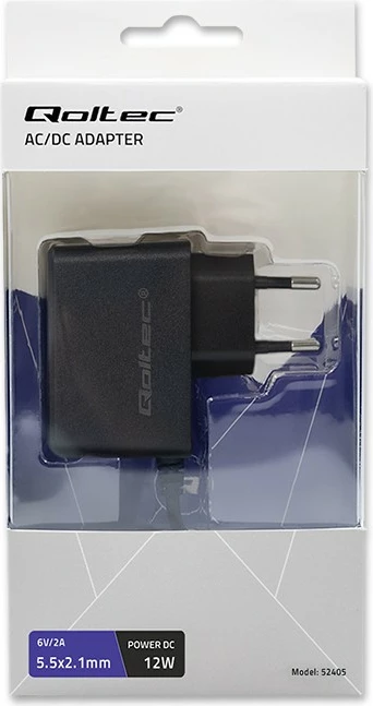 Adapter energjie Qoltec 52405, 12W, 6V, 2A, 5.5x2.1mm, i zi