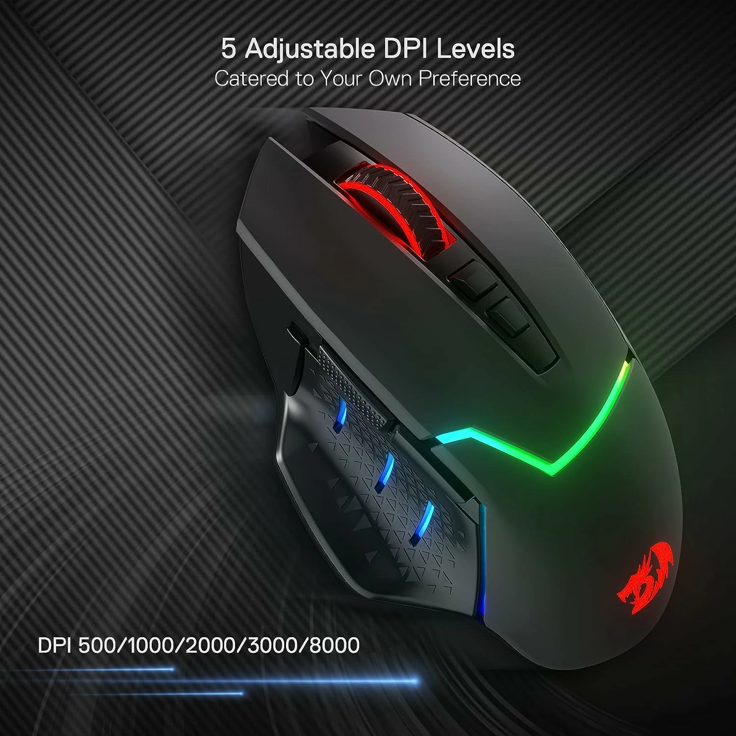 Maus wireless gaming Redragon Mirage M690-PRO 8000 DPI, 8 butona, RGB, i zi
