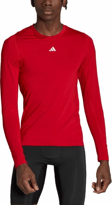 Maicë adidas Techfit Aeroready me mëngë të gjata për meshkuj, e kuqe