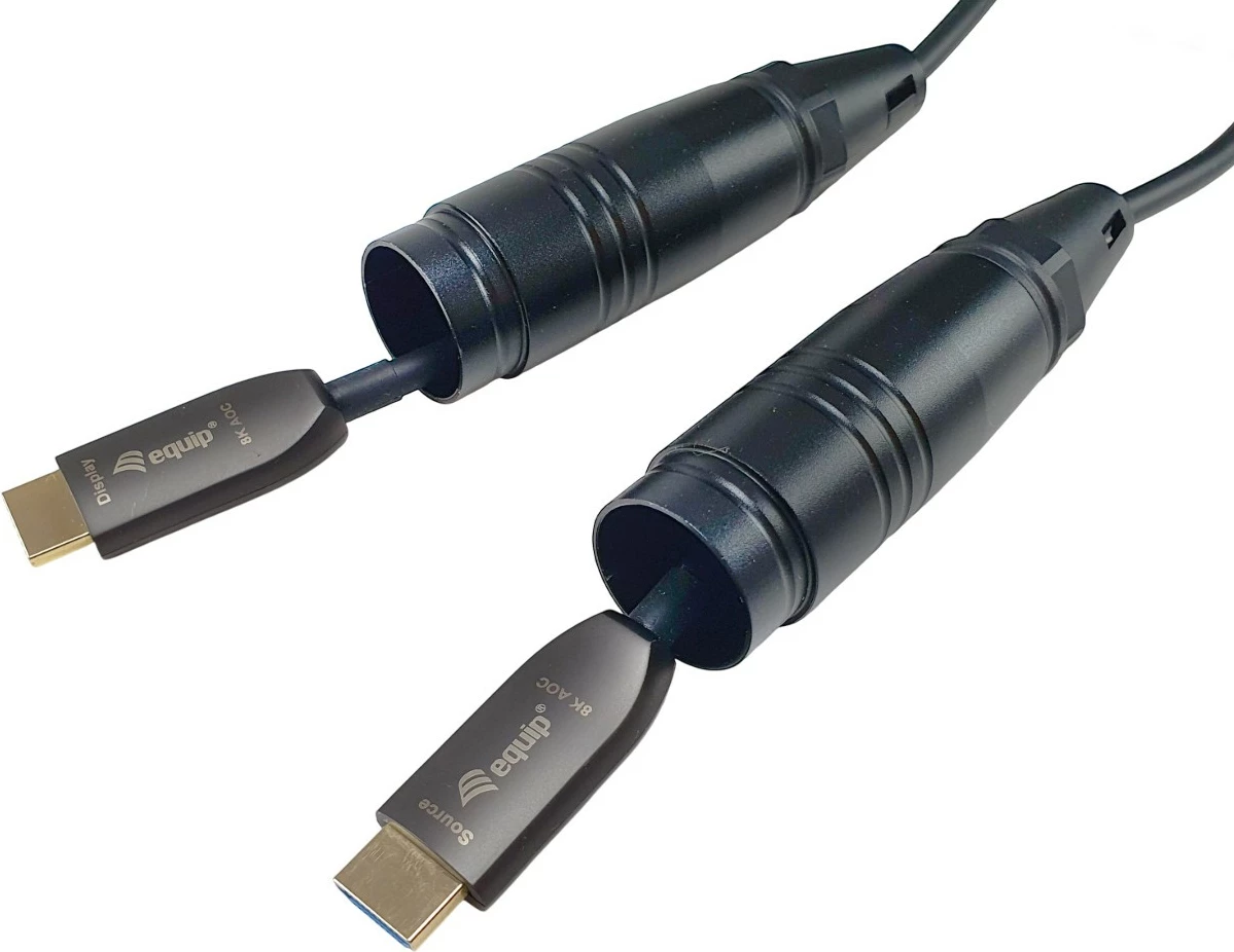 Kabllo HDMI 2.1 aktive optike të blinduar Equip, 25m, 8K/60Hz, 4K/120Hz, 48Gbps, e zezë