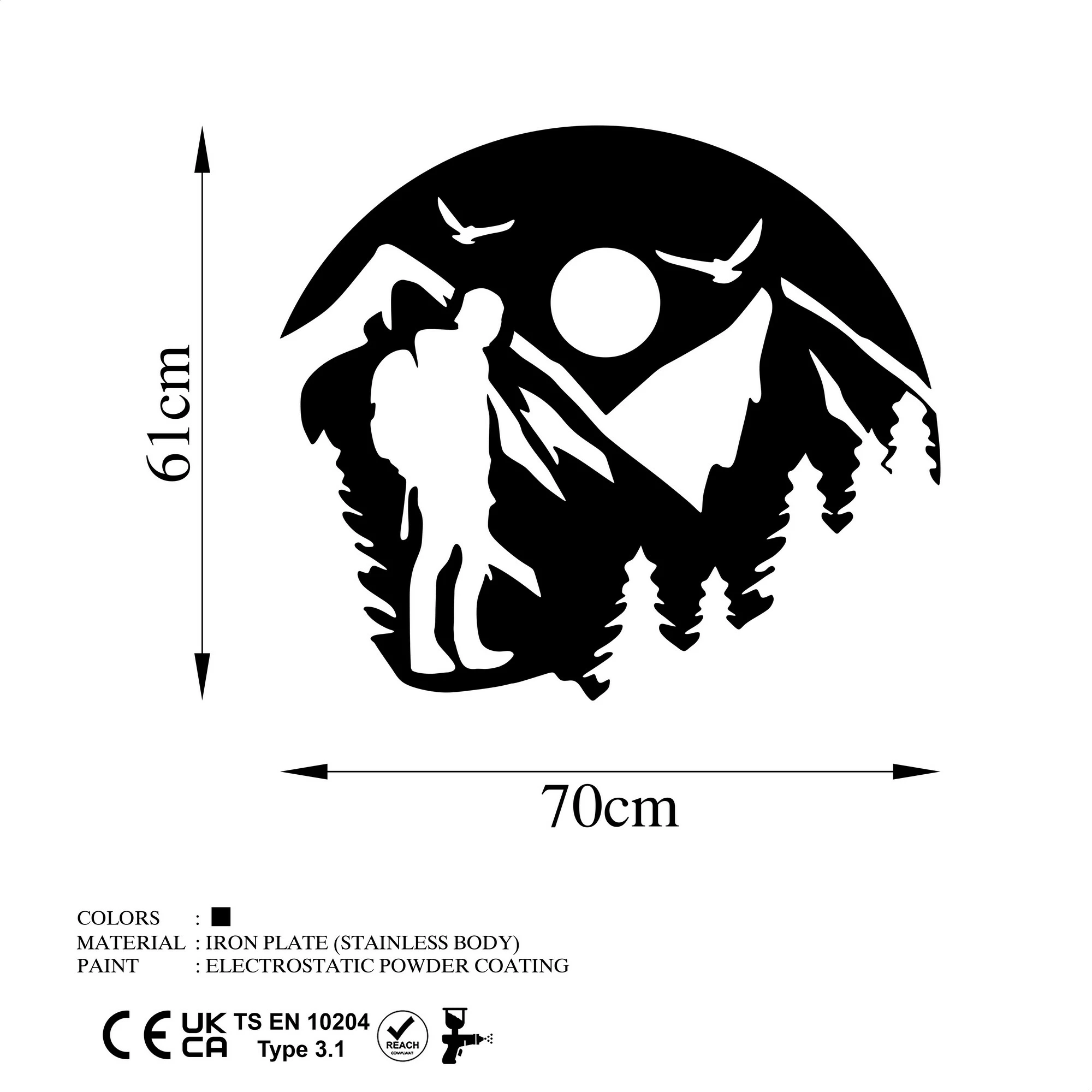 Aksesor dekorativ metalik për mur Wallity, për jashtë