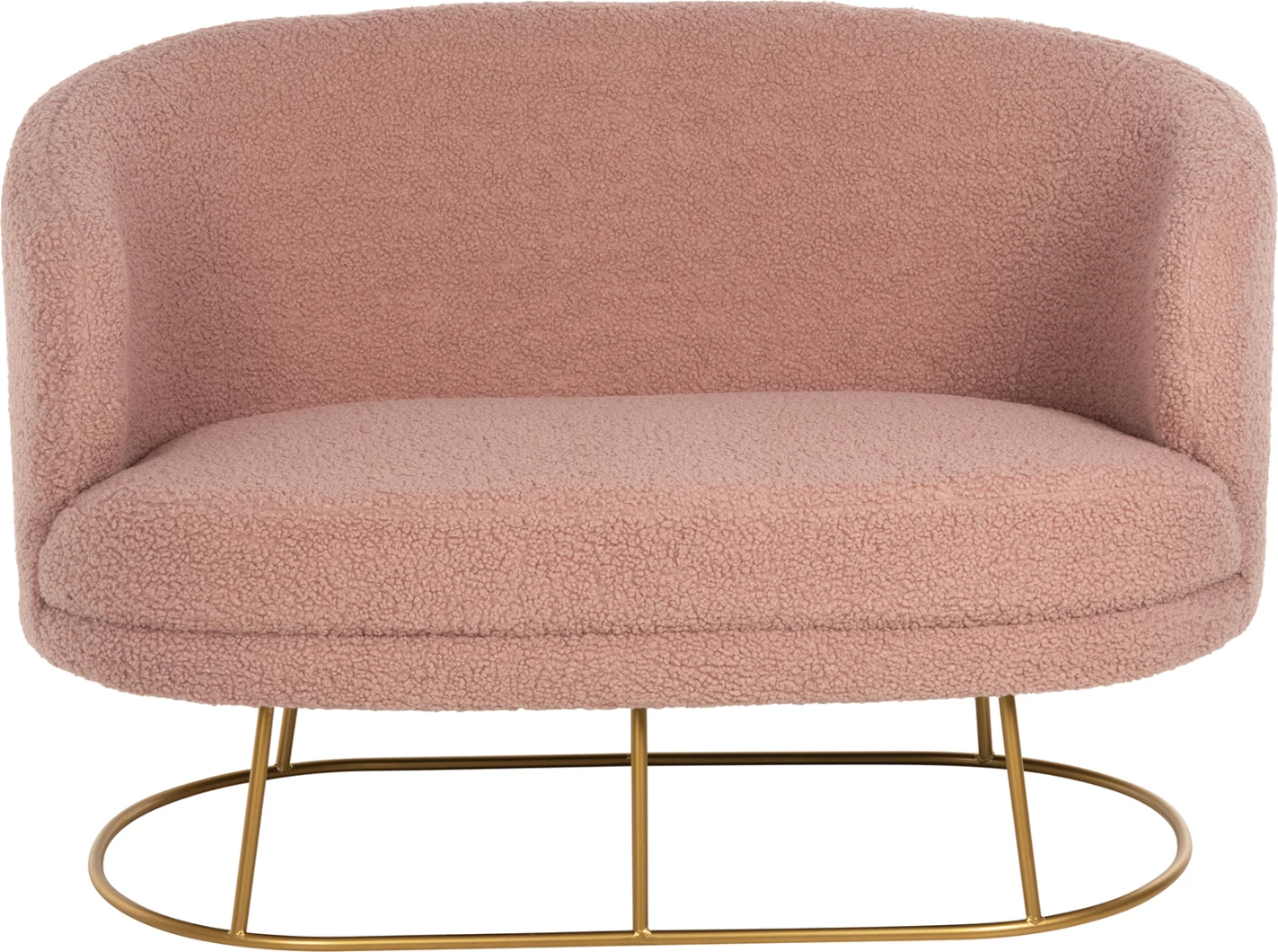 Divan 2-vendësh ARIEN FH8492.22 ngjyrë rozë e zbehtë boucle dhe bazë metali ari 130x75x85Hcm