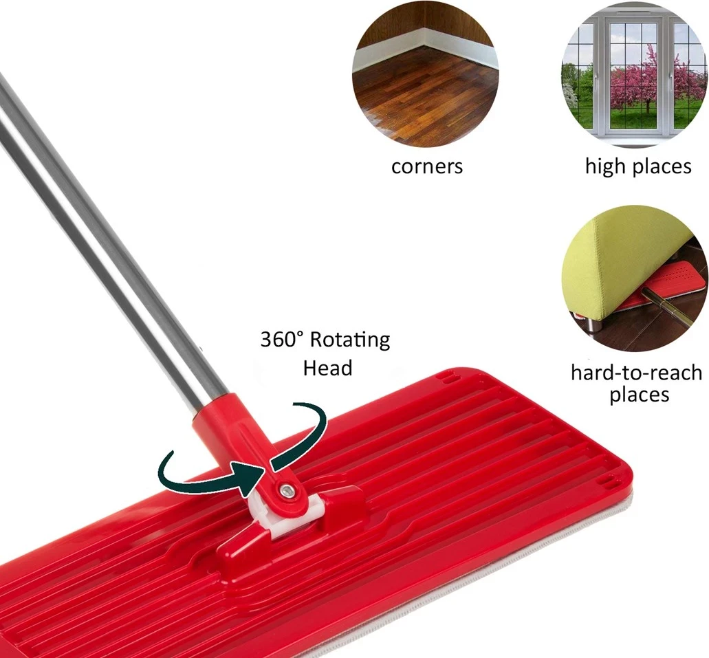 Fshesë dore lëvizëse kovë + shtyllë teleskopike + 2 x jastëk me mikrofibër 5,7 l koke rrotulluese XXL
