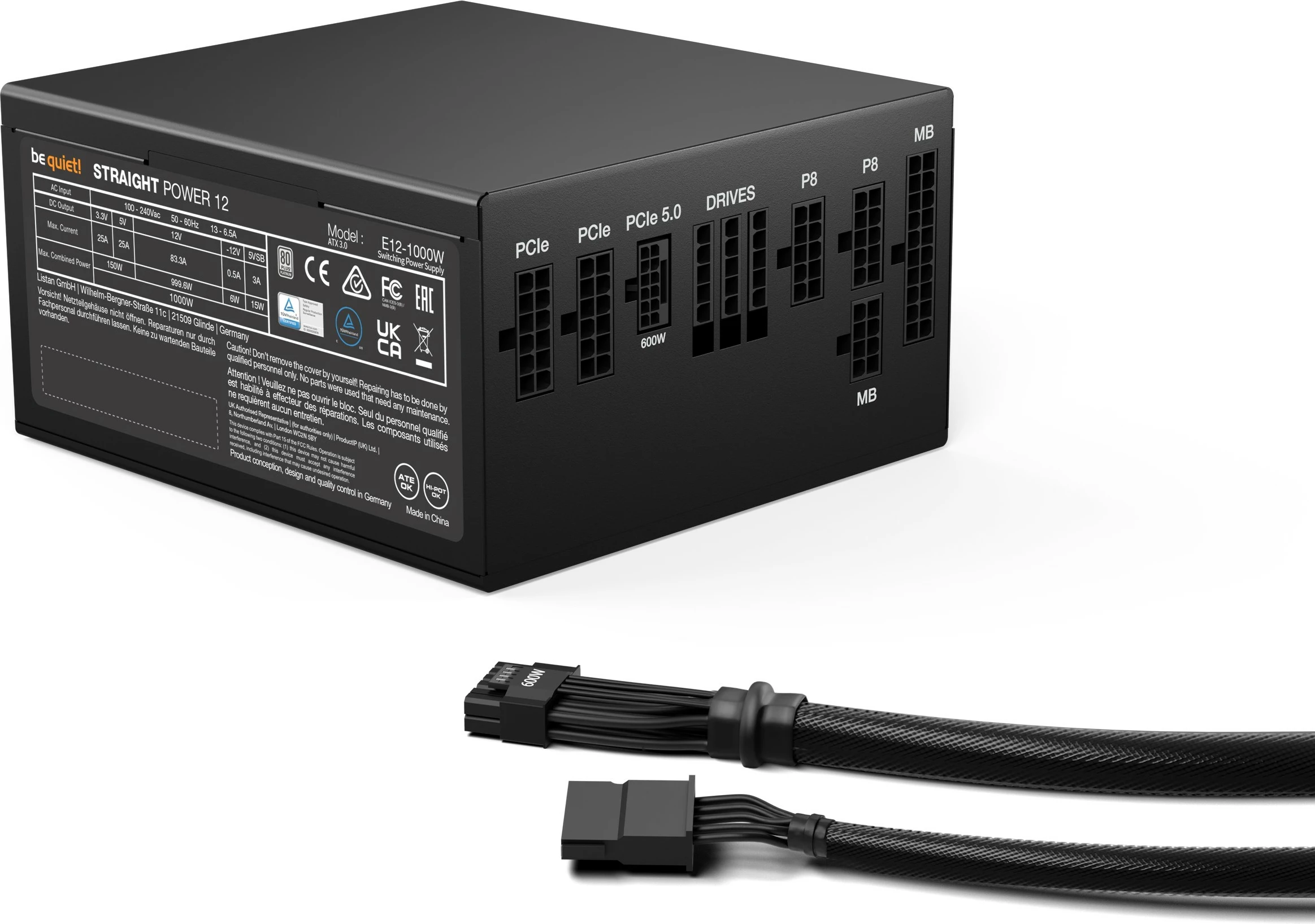 PSU Be Quiet! BN338, 1000 W, 80 PLUS Platinum, Modular