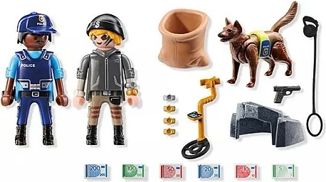 Set lodrash Playmobil Action Heroes 71731 me polic, hajdut dhe qen gjurmues, 27 pjesë
