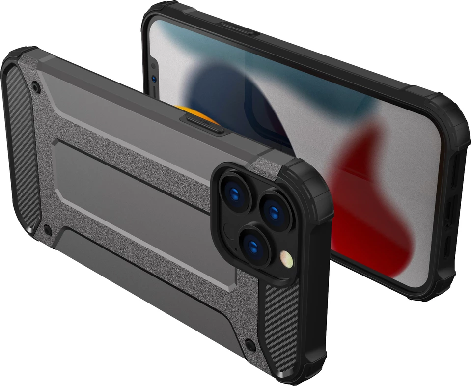 Mbështjellës Hurtel Hybrid Armor për iPhone 13 Pro, argjendtë