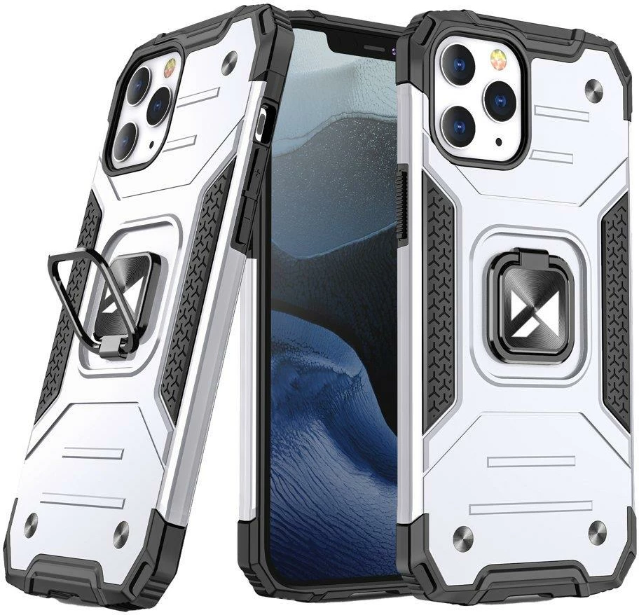 Mbështjellës Wozinsky Ring Armor me këmbë dhe ring holder për iPhone 13 mini, argjendtë