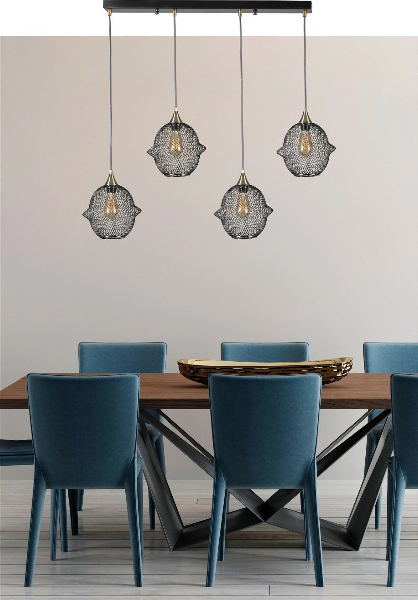 Llambë tavani Opviq Merkür, 4 llampa, e zezë, varëse