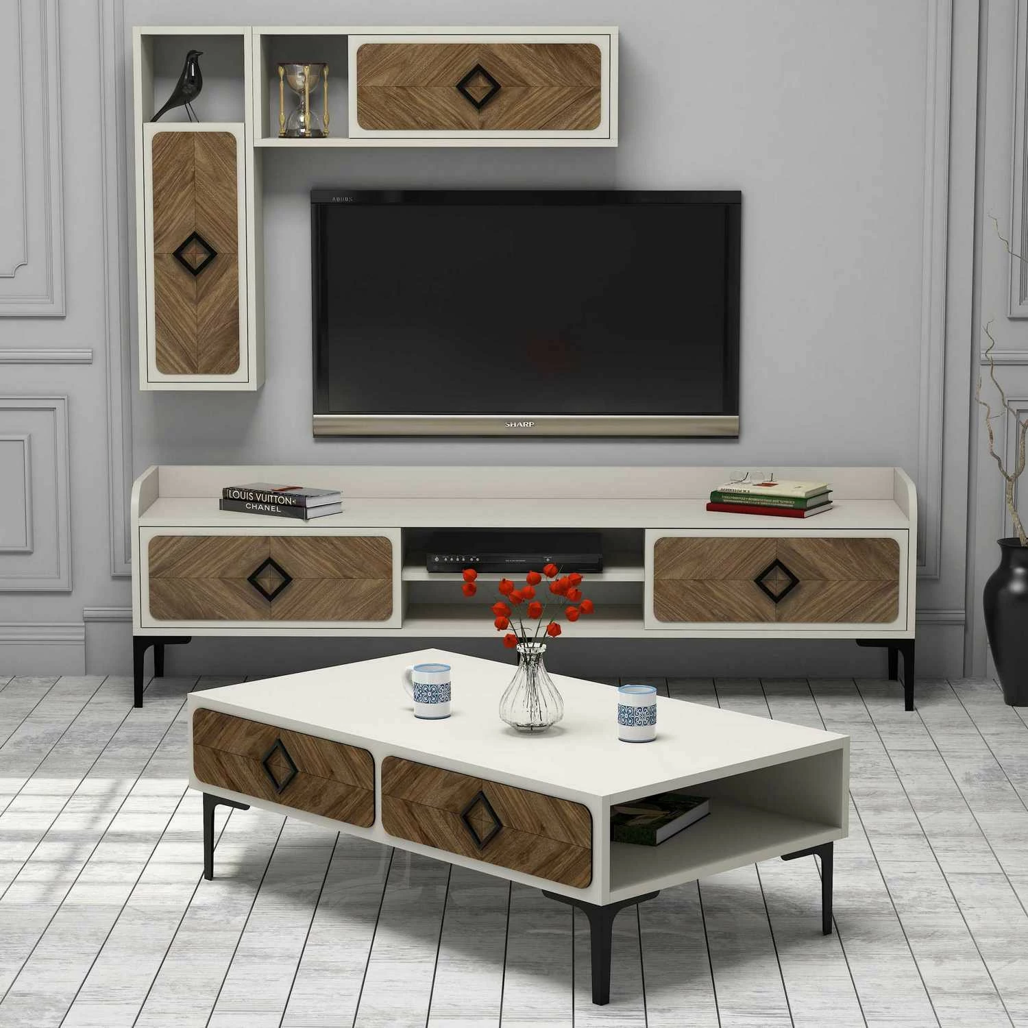 Set mobiljesh për dhomë dite Skye Decor, Samba, krem