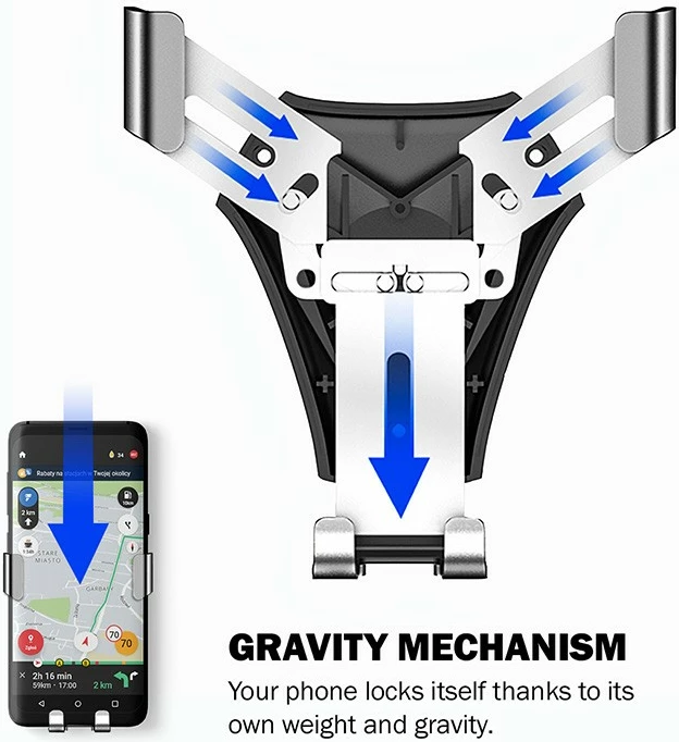 Mbajtëse graviteti për celular, CRONG CRG-CH4-BLK, për makinë, e zezë