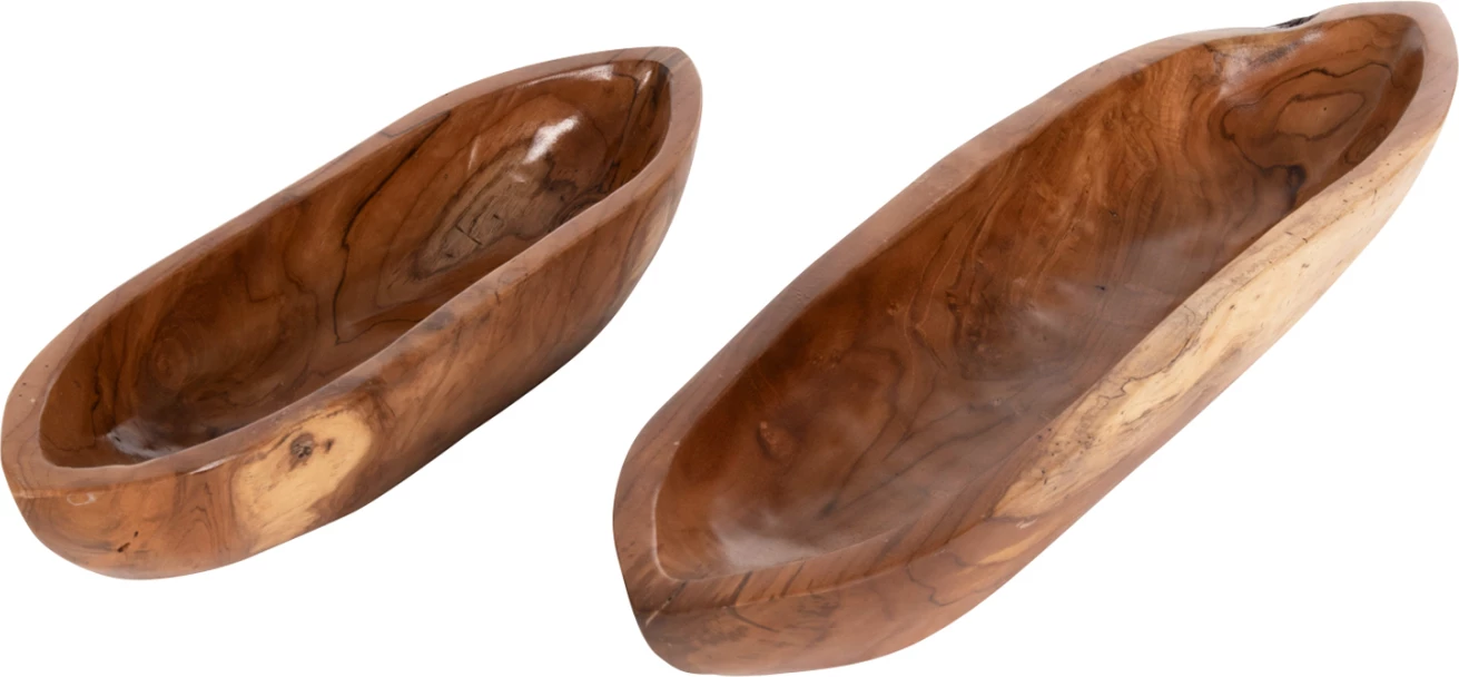 Set 2 tasa dekorativë, dru tik natyral, FH4305, 68.5x18.5x9.5cm