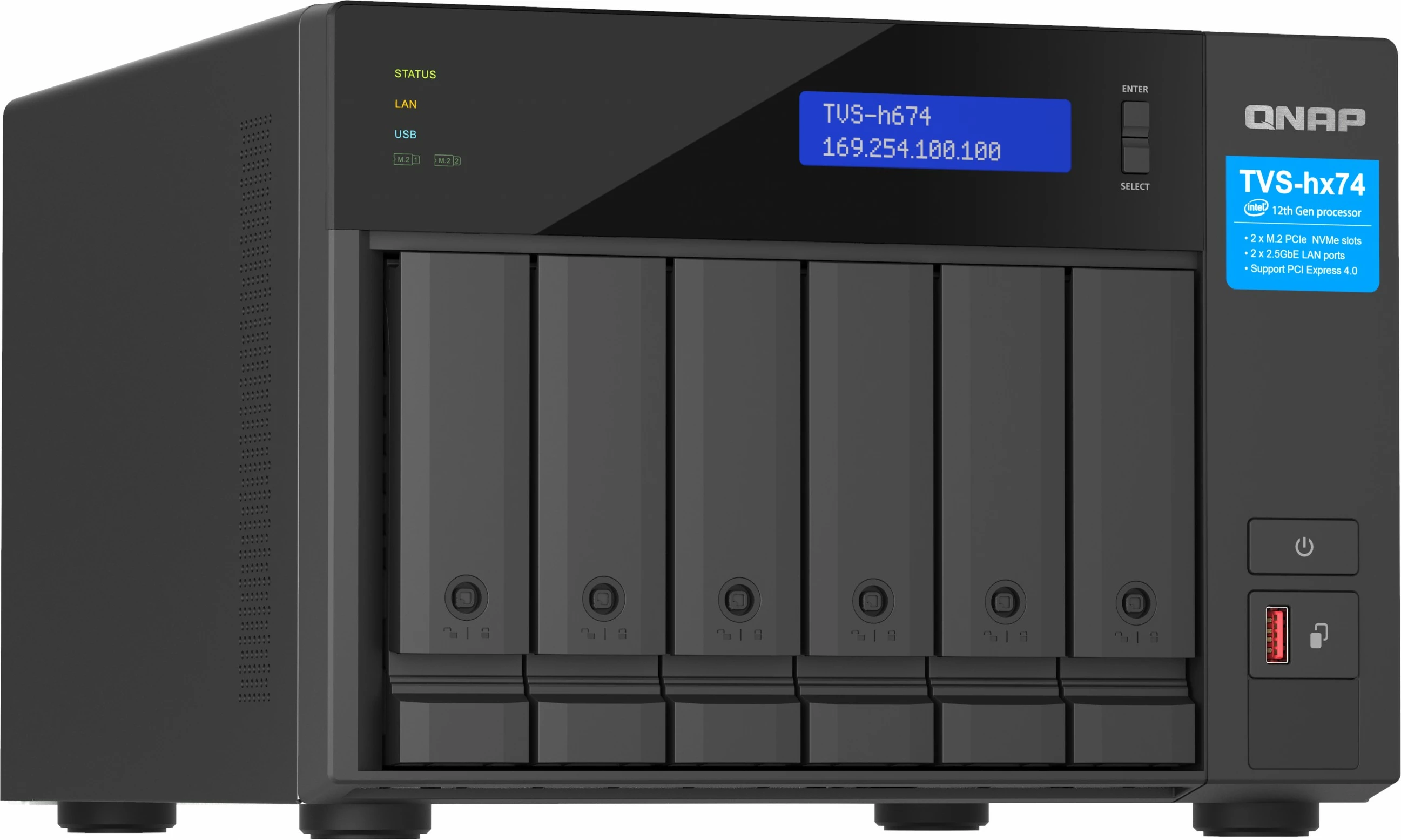 NAS QNAP TVS-H674-I5-32G, 6-bay, Intel Core i5-12400, 32GB RAM, e zezë