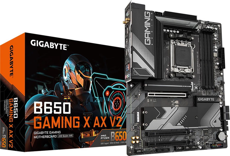 Pllakë amë GIGABYTE B650 Gaming X AX V2, AM5, ATX, DDR5 deri 128GB, Wi‑Fi 6E, 2.5GbE, Retail