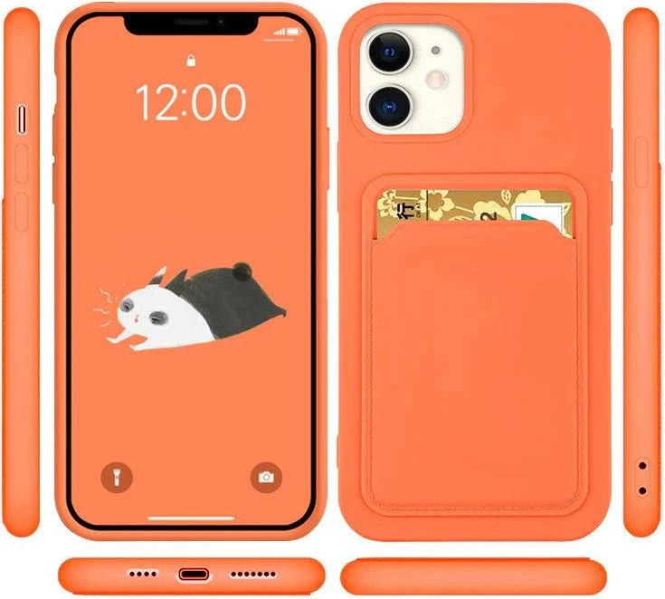 Mbështjellës Hurtel për iPhone 12 Pro me xhep për kartela, silikon, kuq
