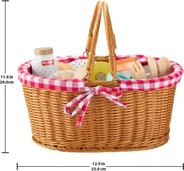 Shportë pikniku prej druri Fisher Price HXT81, shumëngjyrëshe, set lodrash për fëmijë