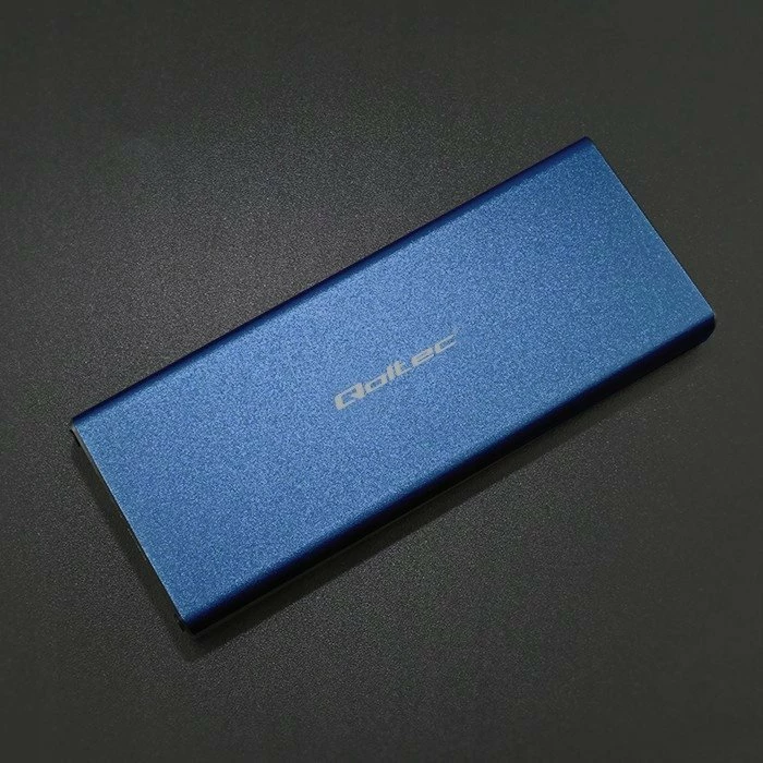Kasë eksternale për SSD M.2 SATA NGFF Qoltec 51832, USB 3.0 5Gb/s deri 2TB, blu, set me kabllo