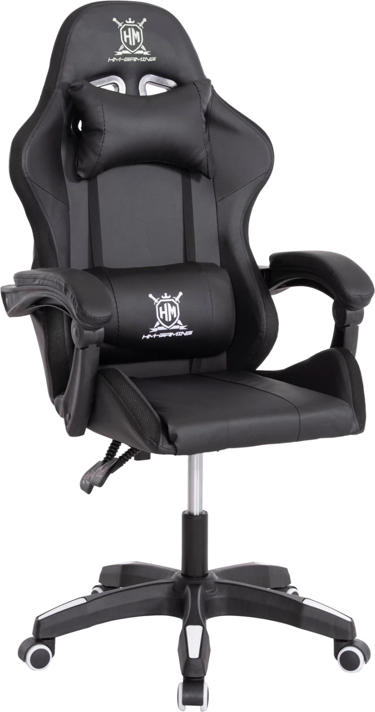 Karrige gaming DARREN FH1203.04, e zezë-bardhë, PVC & najlon, 51x49x125Hcm