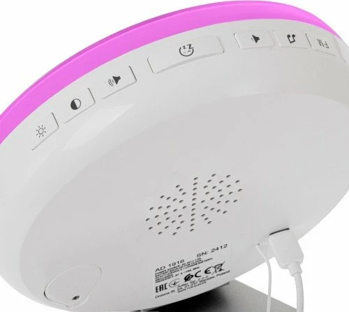 Orë alarmi me dritë Adler AD 1916, simulim lindje dielli, FM radio, USB-C, ndriçim ambient 6 ngjyra, multikolor