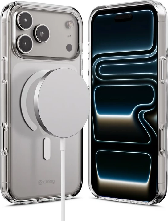 Mbështjellës CRONG Clear MAG Cover për iPhone 17 Pro Max, me magnet MagSafe, polikarbon + TPU, Transparent