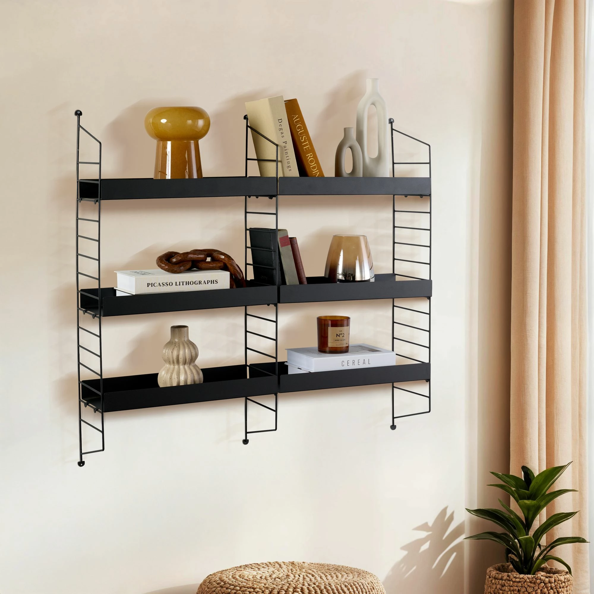 Raft muri Skye Decor, i zi, Cm-068