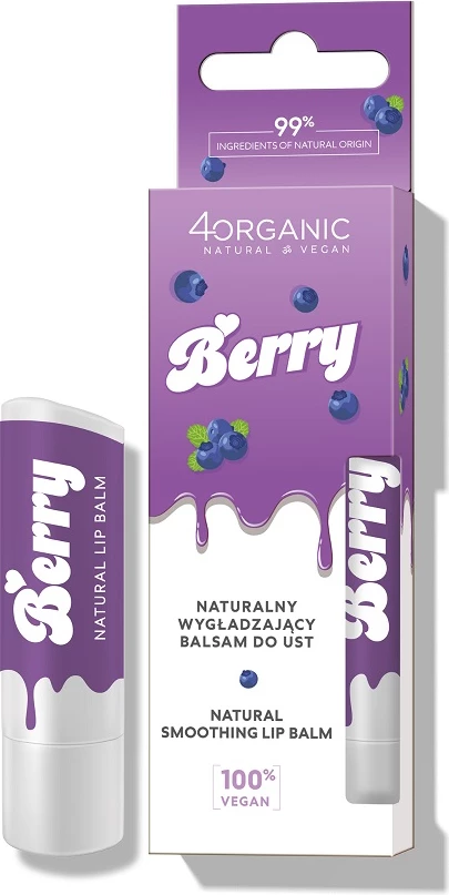 Balsam për buzë 4organic Natural Smoothing Berry për femra, 5g