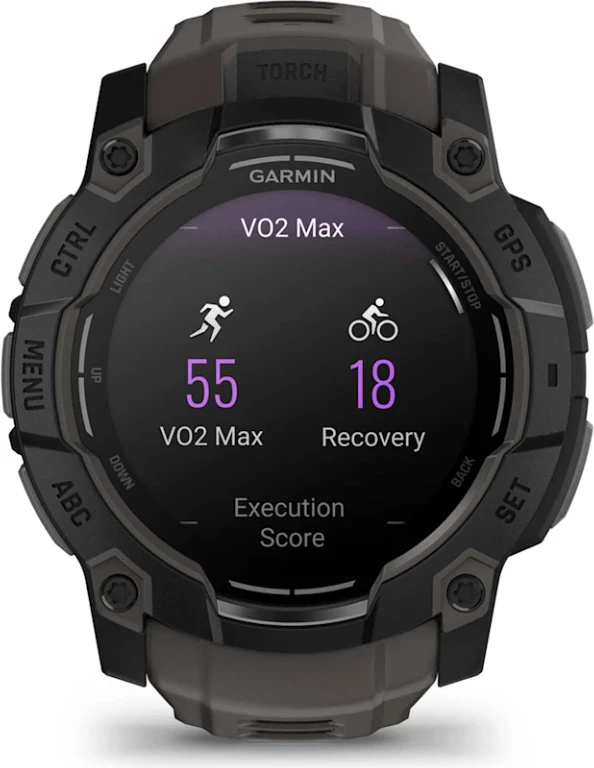 Smartwatch Garmin Instinct® 3 AMOLED, Black with Charcoal Silicone Strap, 50 mm
