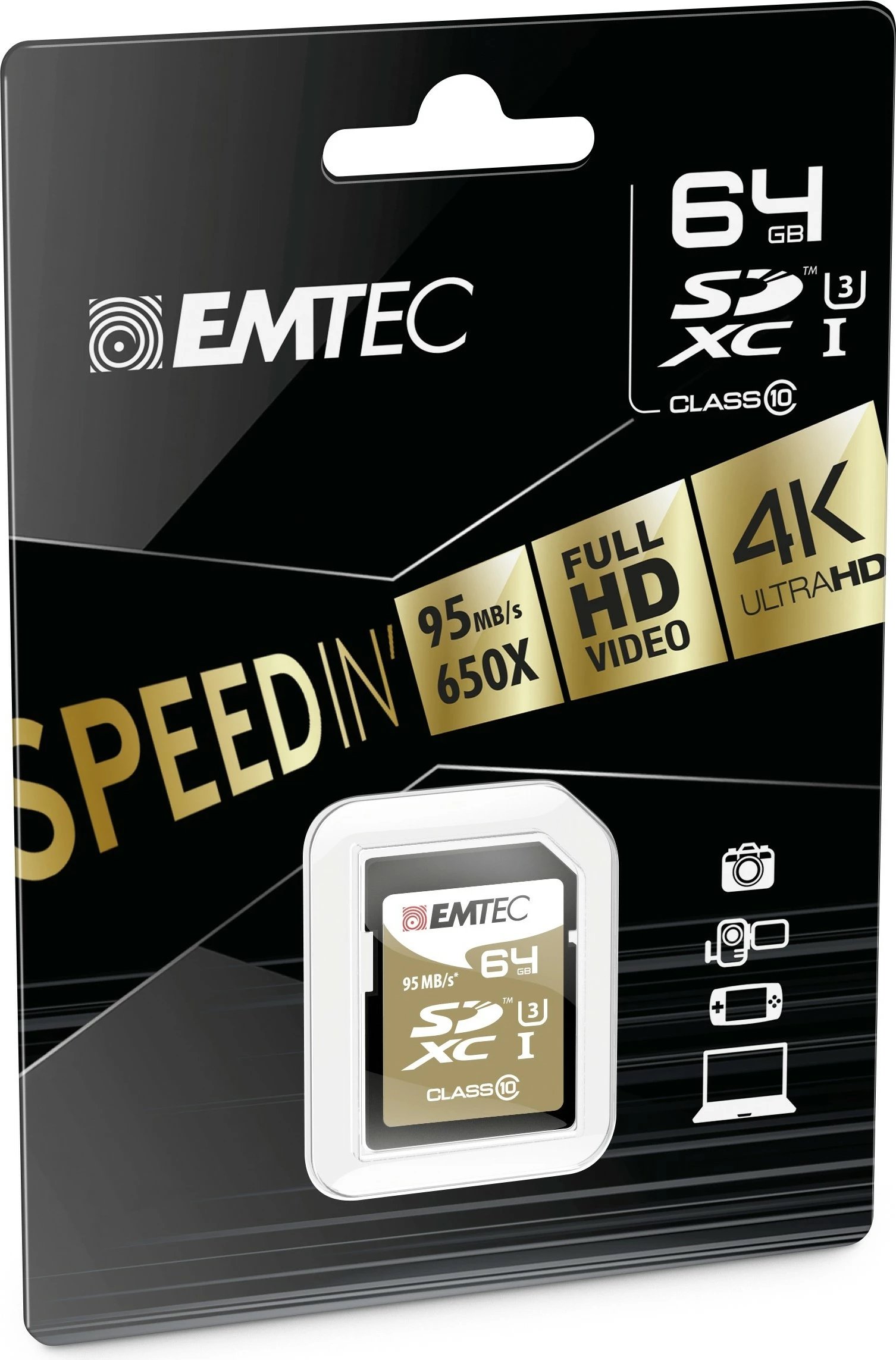 Kartelë memorie EMTEC ECMSD64GXC10SP 64GB SDXC Class 10 e zezë