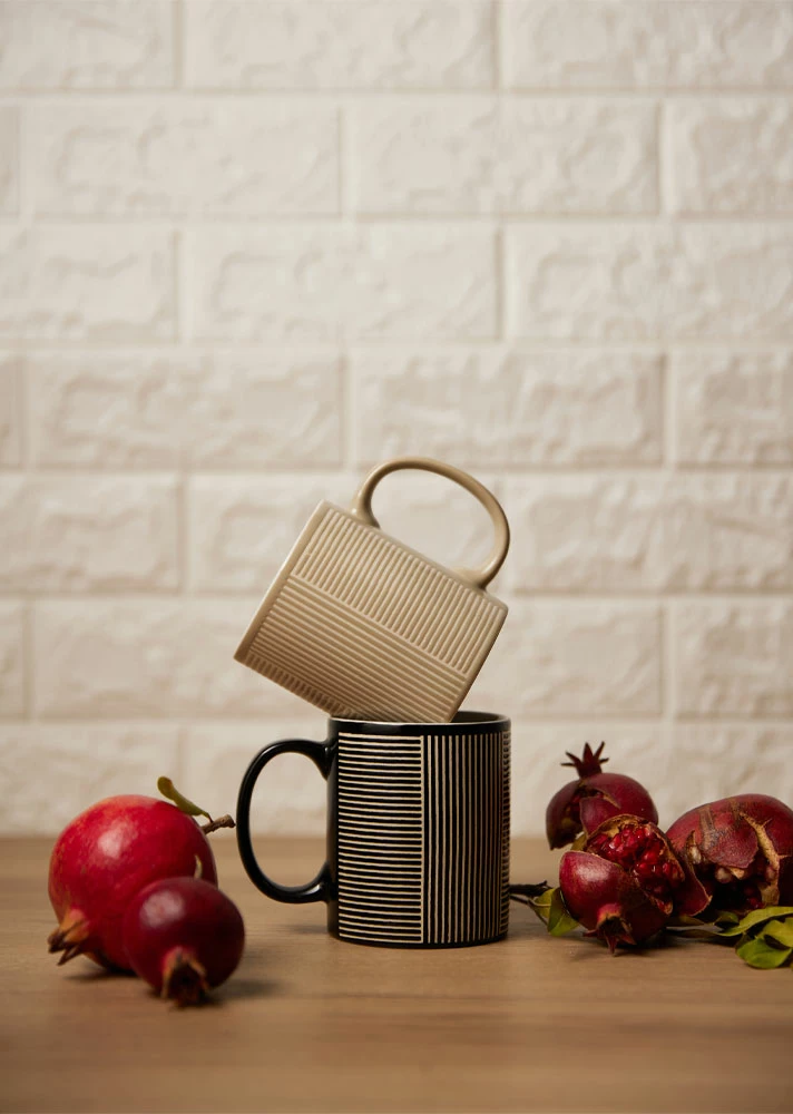 Filxhan Lines Dark, gur porcelani, zi-bardhë, 8x8x10cm