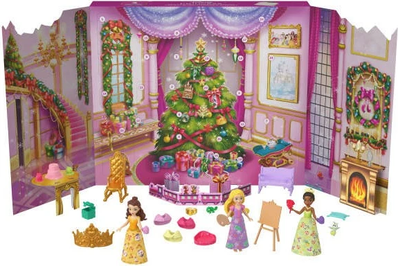 Kalendar advenit Disney Princess Mattel JFG79, set me 3 kukulla dhe 22 aksesorë, shumëngjyrësh