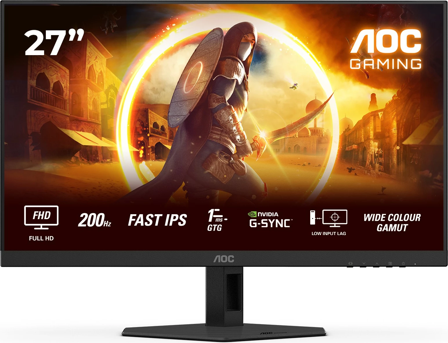 Monitor gaming AOC 27G4HRE 27 inç, Full HD, 200Hz, IPS, i zi/kuq