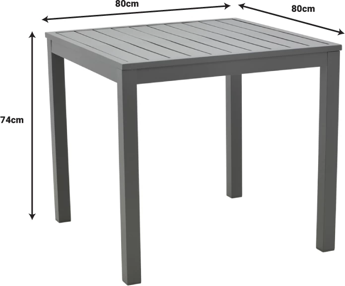 Set tavoline me karrige për terasë Kliton-Mabu, alumin, ngjyrë antracit, 80x80x74cm, 5 copë