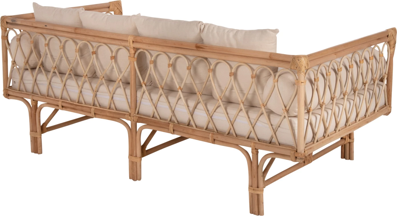 Divan ALIKI FH9658 prej ratanit, jastëkët bezhë, 200x100x86H cm