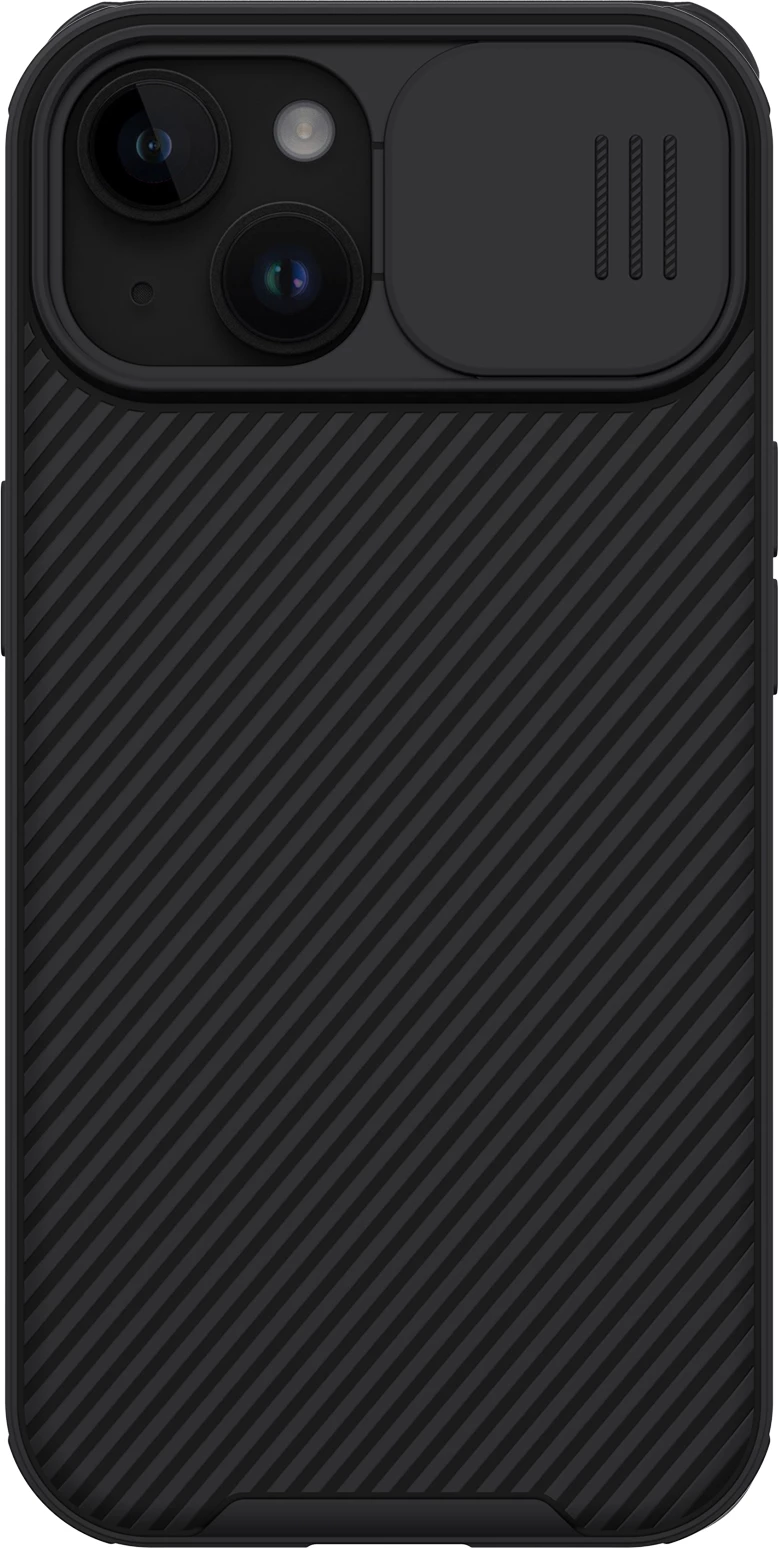 Mbështjellës Nillkin CamShield Pro Magnetic për iPhone 15 Plus, me kapak kamere, i zi