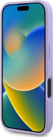 Mbështjellës Guess Saffiano Peony Classic Logo MagSafe për iPhone 16 Plus, vjollcë