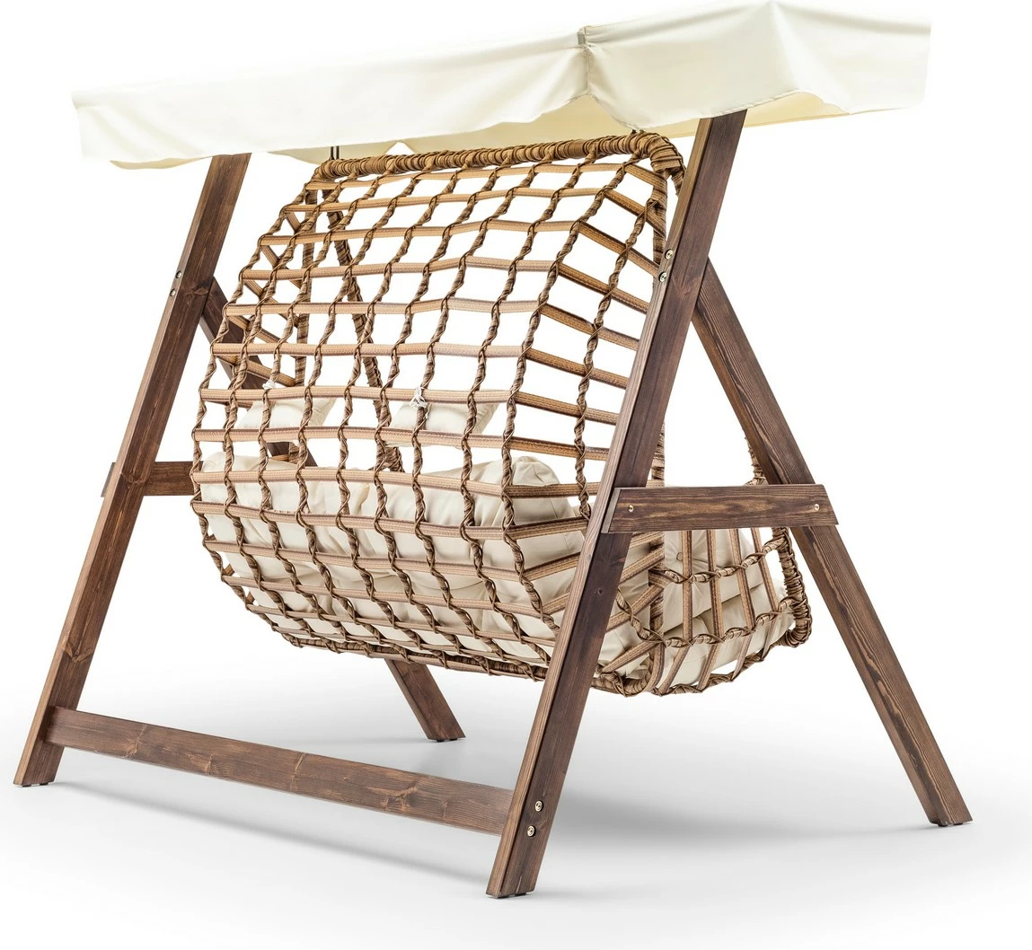 Karrige lëkundëse dyshe për kopsht, Skye Decor, Girne, krem