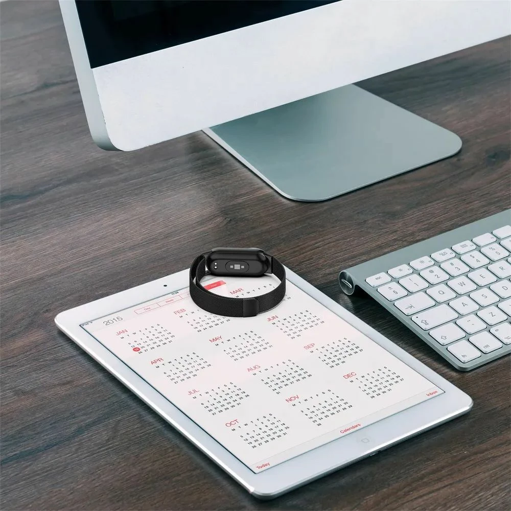 Rrip milanez për Xiaomi Smart Band 8/8 NFC Tech-Protect, çelik inox, bezhë