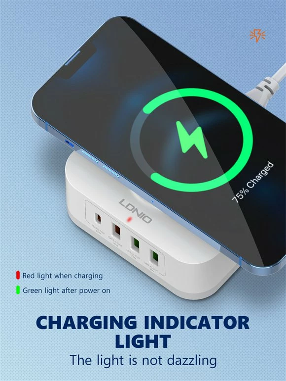 Karikues wireless LDNIO AW004, 32W, 3x USB-A + 1x USB-C, PD/QC, i bardhë