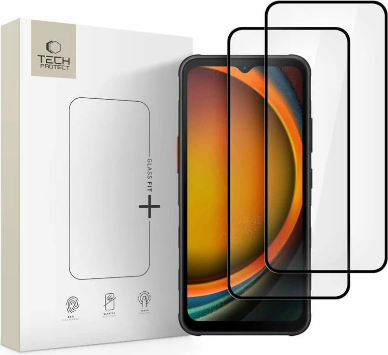 Xham mbrojtës Tech-Protect Glass Fit+ për Samsung Galaxy Xcover 7/7 Pro, Set 2 copë, Zi