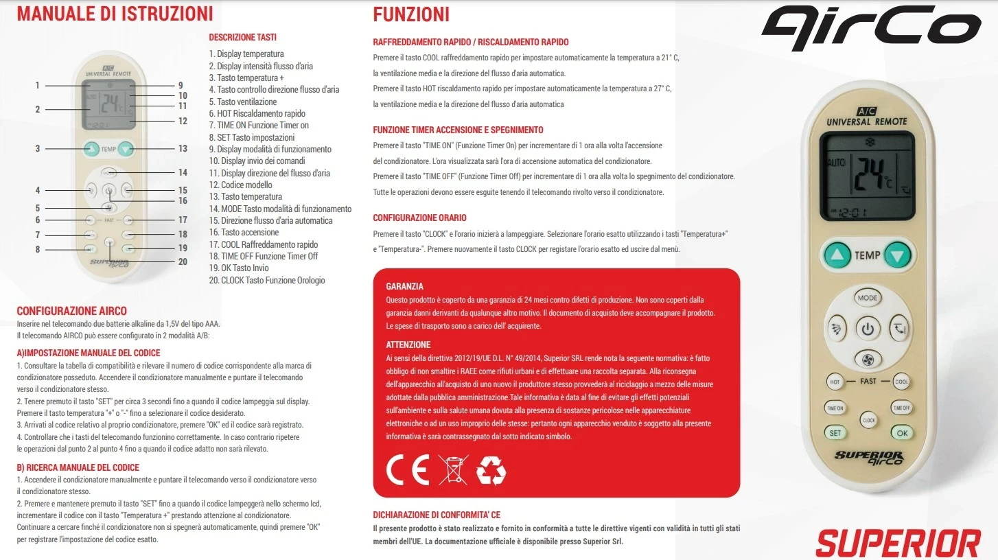 Telekomandë universale për kondicionerë Superior Electronics AirCo Simply